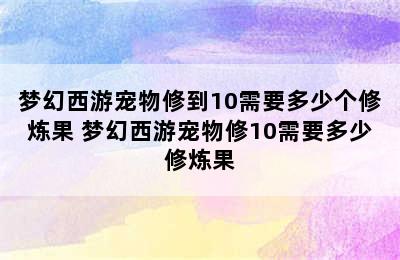 梦幻西游宠物修到10需要多少个修炼果 梦幻西游宠物修10需要多少修炼果